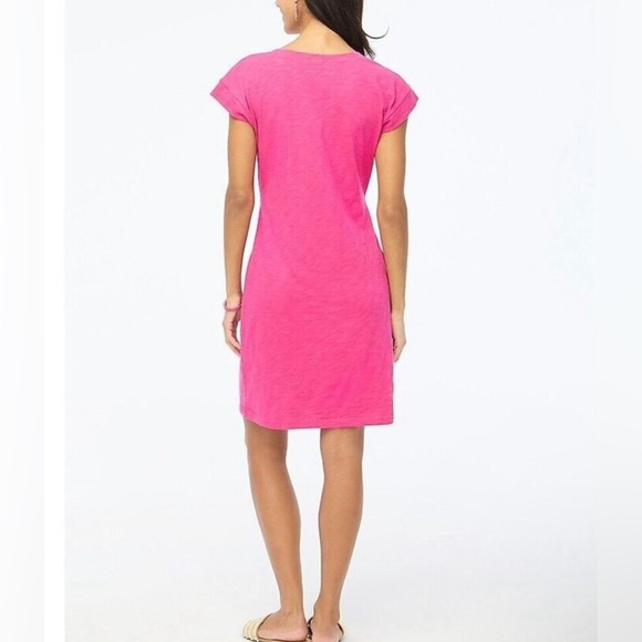 J Crew T Shirt Dress Womens Medium Tie Waist Mini Cap Sleeves Dolman Cotton - Picture 2 of 5